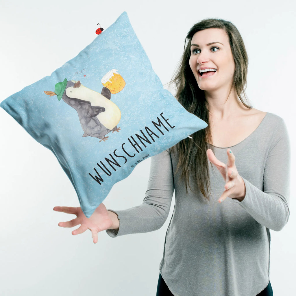 Personalisiertes Kissen Pinguin Bier Kissen, Kopfkissen, Bedrucken, Personalisiert, Name, Wunschname, Pinguin, Pinguine, Bier, Oktoberfest