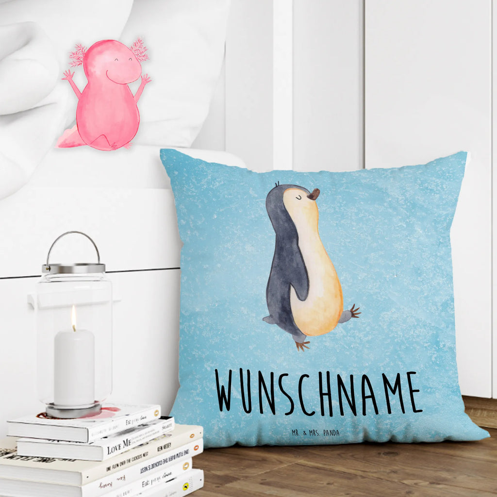 Personalised cushion Penguin march Penguin, North Pole, Winter, Penguins, late riser, penguins, sister, brother, family, penguin, early riser