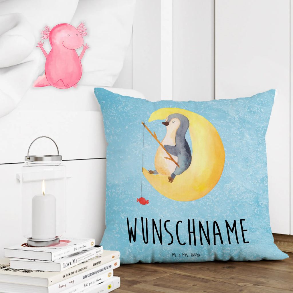 Personalisiertes Kissen Pinguin Mond Name, Personalisiert, Kopfkissen, Kissen, Wunschname, Bedrucken, Pinguin, schlafen, Pinguine, Schlafstörungen, Schlafzimmer, Nachtruhe, Einschlafen, Gästezimmer, Spruch