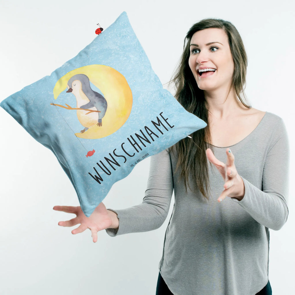 Personalisiertes Kissen Pinguin Mond Name, Personalisiert, Kopfkissen, Kissen, Wunschname, Bedrucken, Pinguin, schlafen, Pinguine, Schlafstörungen, Schlafzimmer, Nachtruhe, Einschlafen, Gästezimmer, Spruch