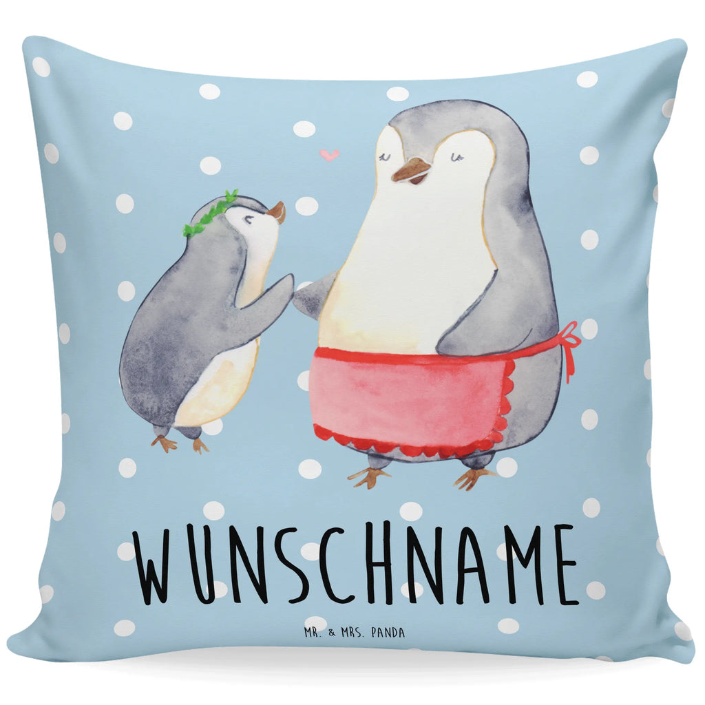 Personalisiertes Kissen Pinguin mit Kind Kissen, Kopfkissen, Name, Bedrucken, Wunschname, Personalisiert, Muttertag, Oma, Mama, Vatertag, Opa, Familie, Papa, Bruder, Schwester, Mami, Geburststag, Geschenk, Mutter, Mutti