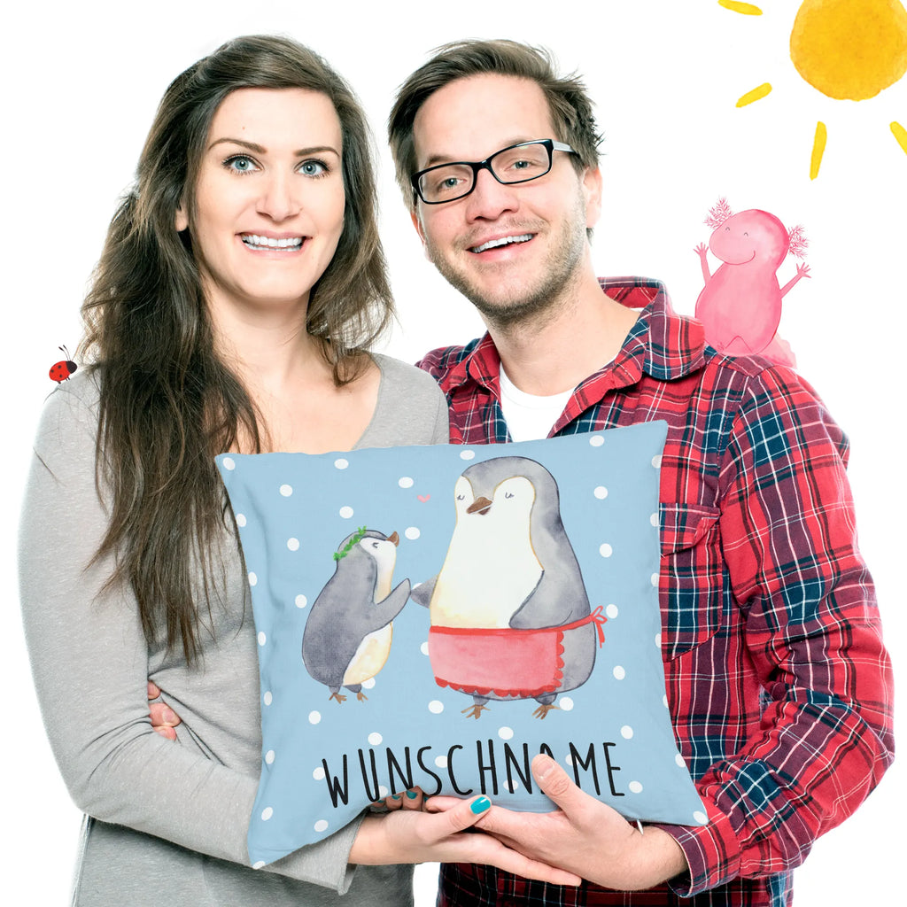 Personalisiertes Kissen Pinguin mit Kind Kissen, Kopfkissen, Name, Bedrucken, Wunschname, Personalisiert, Muttertag, Oma, Mama, Vatertag, Opa, Familie, Papa, Bruder, Schwester, Mami, Geburststag, Geschenk, Mutter, Mutti