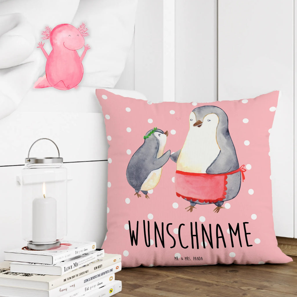 Personalisiertes Kissen Pinguin mit Kind Kissen, Kopfkissen, Name, Bedrucken, Wunschname, Personalisiert, Muttertag, Oma, Mama, Vatertag, Opa, Familie, Papa, Bruder, Schwester, Mami, Geburststag, Geschenk, Mutter, Mutti