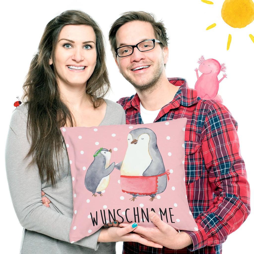 Personalisiertes Kissen Pinguin mit Kind Kissen, Kopfkissen, Name, Bedrucken, Wunschname, Personalisiert, Muttertag, Oma, Mama, Vatertag, Opa, Familie, Papa, Bruder, Schwester, Mami, Geburststag, Geschenk, Mutter, Mutti