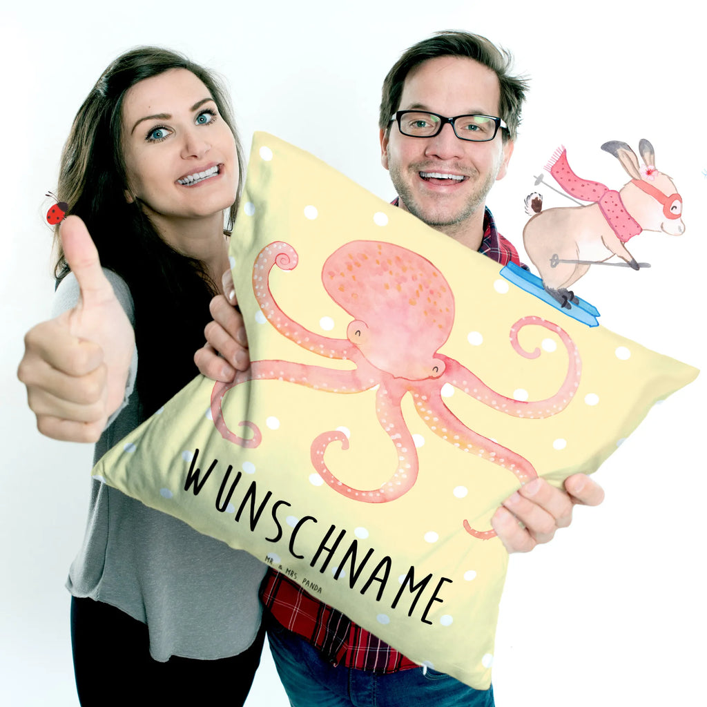 Personalisiertes Kissen Tintenfisch Wunschname, Name, Kissen, Kopfkissen, bedrucken, personalisiert, Tiermotive, Gute Laune, lustige Sprüche, Tiere, Krake, Meer, Tintenfisch, Arme, Ozean, Wasser, Meerestier