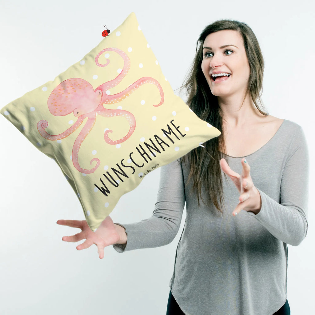 Personalisiertes Kissen Tintenfisch Wunschname, Name, Kissen, Kopfkissen, bedrucken, personalisiert, Tiermotive, Gute Laune, lustige Sprüche, Tiere, Krake, Meer, Tintenfisch, Arme, Ozean, Wasser, Meerestier