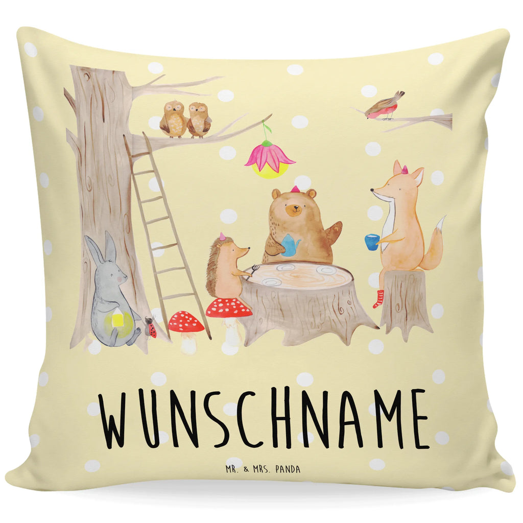 Personalised cushion forest animals picnic small animals, cute, funny, cute animal motives, hand drawn, small world, funny sayings, good mood, happy, gifts, gift ideas, special gifts, animal lover, card, fox, hedgehog, squirrel, hare, mouse, picnic, forest animals, forest