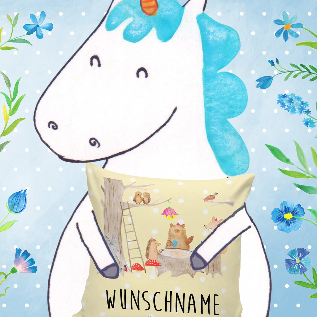 Personalised cushion forest animals picnic small animals, cute, funny, cute animal motives, hand drawn, small world, funny sayings, good mood, happy, gifts, gift ideas, special gifts, animal lover, card, fox, hedgehog, squirrel, hare, mouse, picnic, forest animals, forest