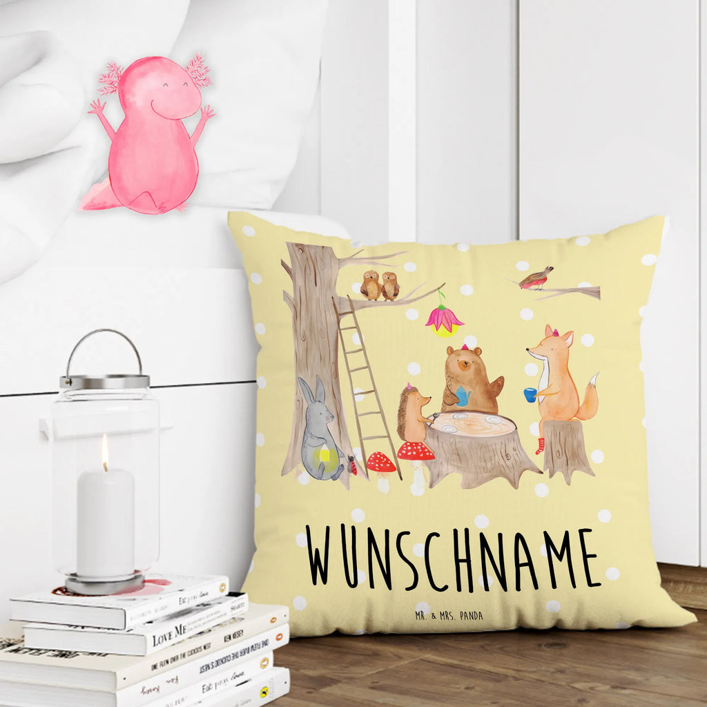 Personalised cushion forest animals picnic small animals, cute, funny, cute animal motives, hand drawn, small world, funny sayings, good mood, happy, gifts, gift ideas, special gifts, animal lover, card, fox, hedgehog, squirrel, hare, mouse, picnic, forest animals, forest