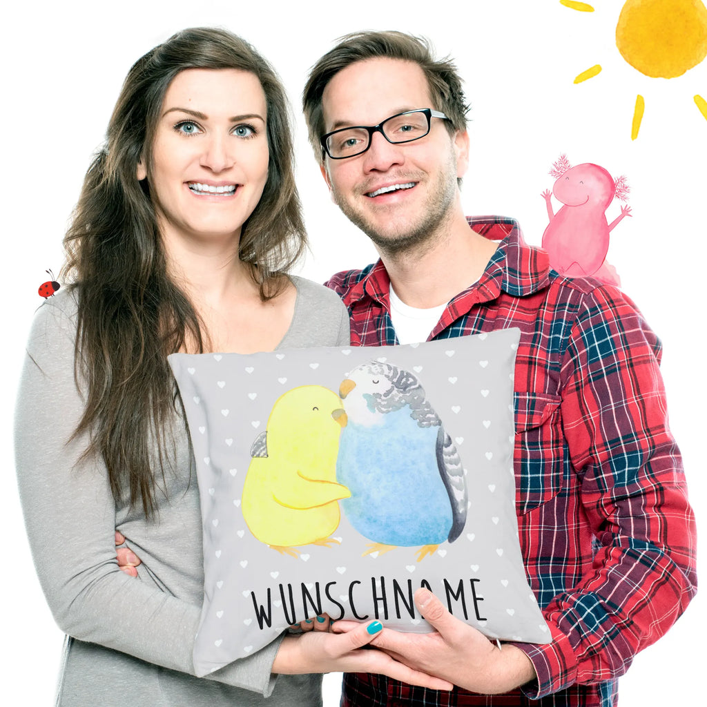 Personalised cushion Parakeets in love Love, Loving, Two, Together, Marriage, Engagement, Proposal of marriage, Love gift, gift for her, gift for him, anniversary gift, love, budgie, trust, closeness, birds, cuddling