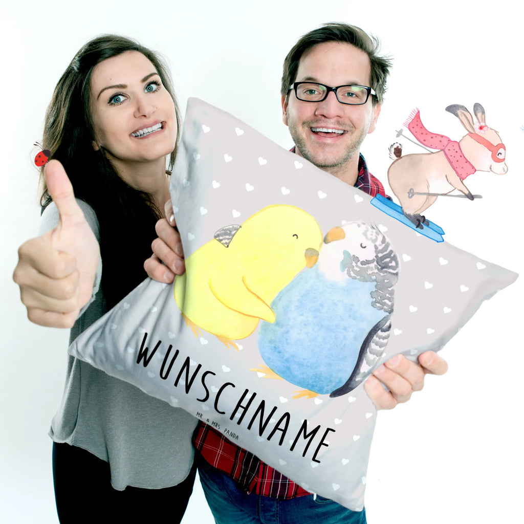 Personalised cushion Parakeets in love Love, Loving, Two, Together, Marriage, Engagement, Proposal of marriage, Love gift, gift for her, gift for him, anniversary gift, love, budgie, trust, closeness, birds, cuddling