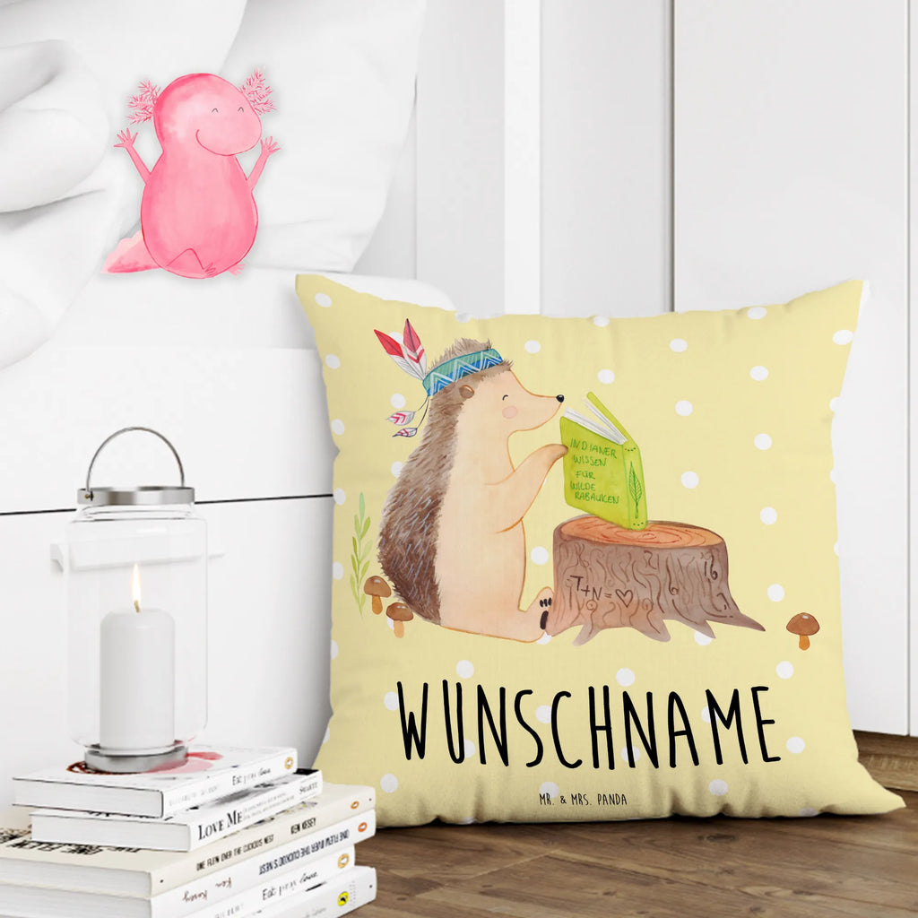 Personalised cushion Hedgehog feather headdress Forest animals, Campfire, Camping, Adventure, Indians, Hedgehogs