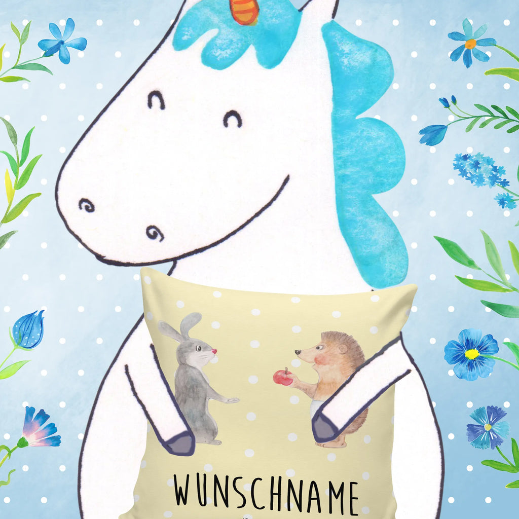 Personalised cushion Hare Hedgehog small animals, cute, funny, cute animal motives, hand drawn, small world, funny sayings, good mood, happy, gifts, gift ideas, special gifts, animal lover, card, lovesickness gift, hare, love saying, consolation, romantic saying, heartache, Hedgehog, pain of separation, Hedgehog and hare