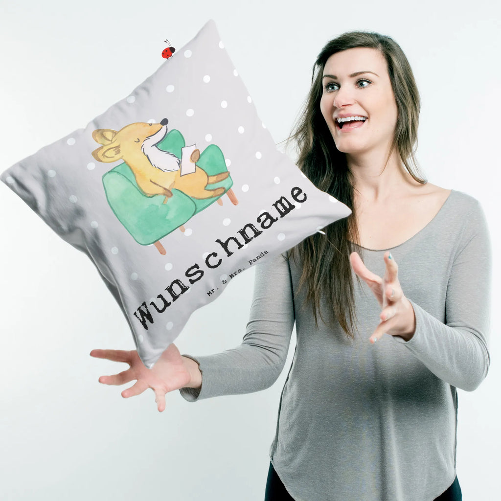 Personalisiertes Kissen Fuchs Bester Zuhörer der Welt Kopfkissen, bedrucken, Name, Kissen, Wunschname, personalisiert, für, Dankeschön, Geschenk, Schenken, Geburtstag, Geburtstagsgeschenk, Geschenkidee, Danke, Bedanken, Mitbringsel, Freude machen, Geschenktipp, Hilfsbereit, Freundin, Hilfe, offenes Ohr, Zuhörer, Freund