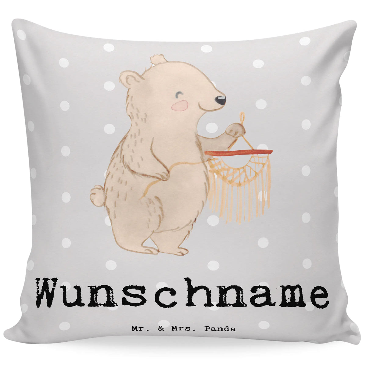 Personalised cushion bear macrame Gift, giving, thank you, award, profit, athlete, crafts, Macrame, crafts with macrame