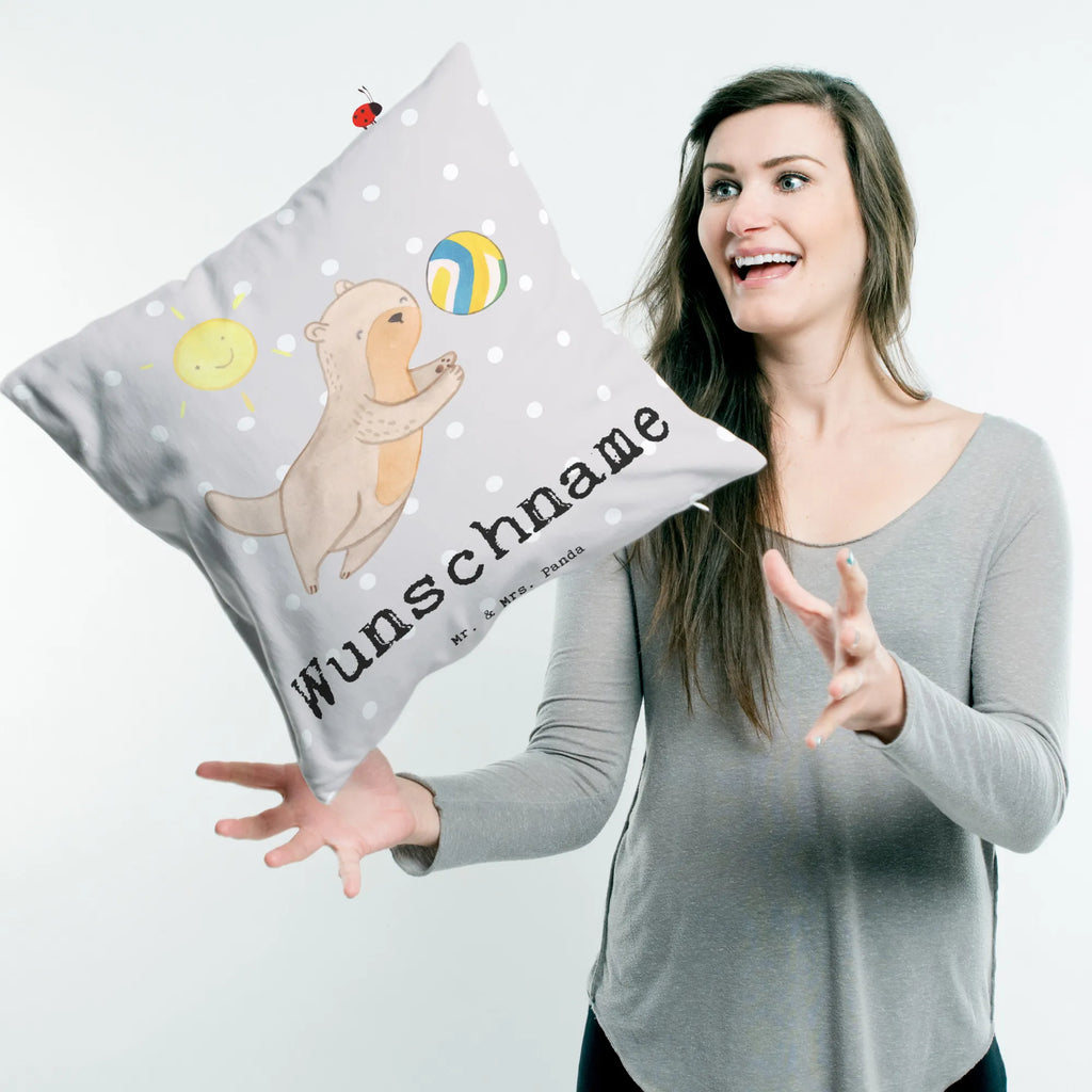 Personalised cushion otter beach volleyball Gift, sport, hobby, giving, thank you, award, profit, athlete, Beach volleyball, volleyball tournament, volleyball, ball sports