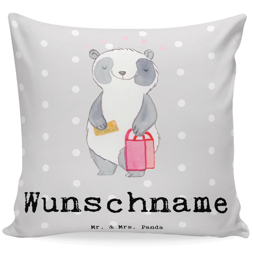 Personalisiertes Kissen Panda Shopping Bedrucken, Personalisiert, Wunschname, Kopfkissen, Name, Kissen, Geschenk, Schenken, Sport, Sportart, Hobby, Danke, Dankeschön, Auszeichnung, Gewinn, Sportler, Shopping, Einkaufen, Shoppen