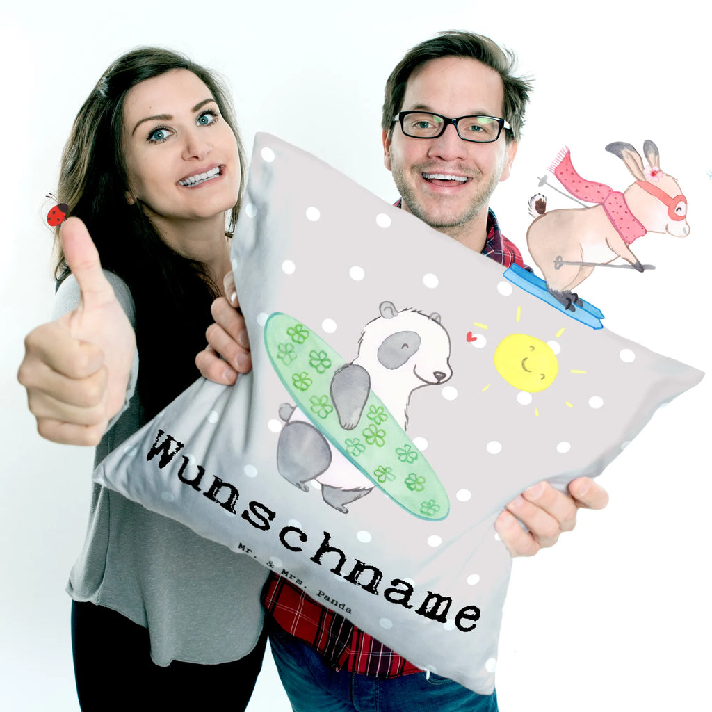 Personalizowana poduszka Panda surfing Prezent, Sport, Dyscyplina sportowa, Hobby, Darować, Dziękuję, Dzięki, Wyróżnienie, Wygrana, Sportowiec