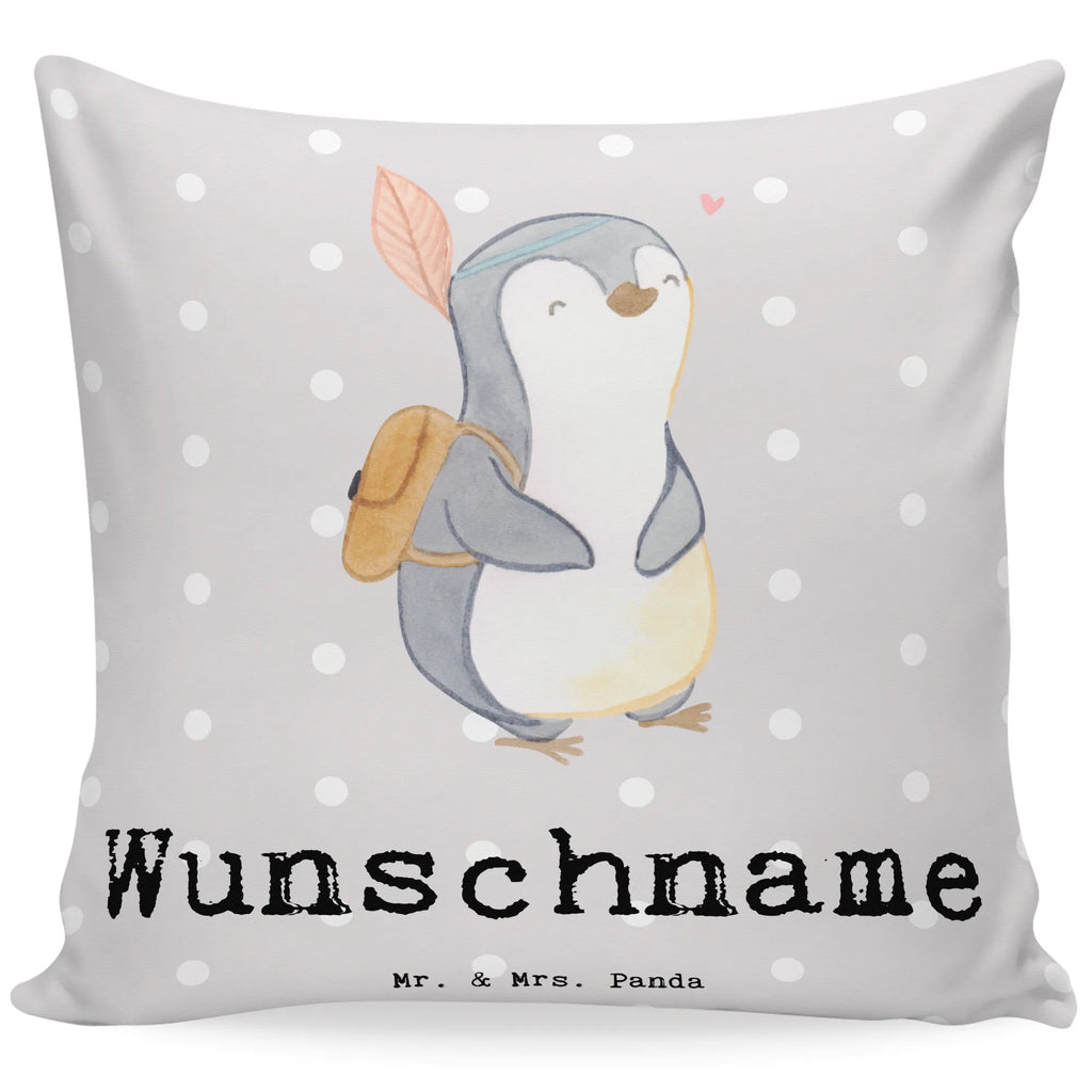 Personalisiertes Kissen Pinguin Ausflug Bedrucken, Wunschname, Name, Kopfkissen, Personalisiert, Kissen, Geschenk, Schenken, Sport, Sportart, Hobby, Danke, Dankeschön, Auszeichnung, Gewinn, Sportler, Ausflug, Ausflüge machen, Reisen, Ausflugsziele