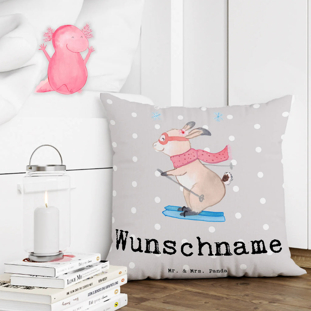Personalised cushion Hare To ski Gift, sport, hobby, giving, thank you, award, profit, athlete, skiing, ski sport, Skiing, ski race, ski competition