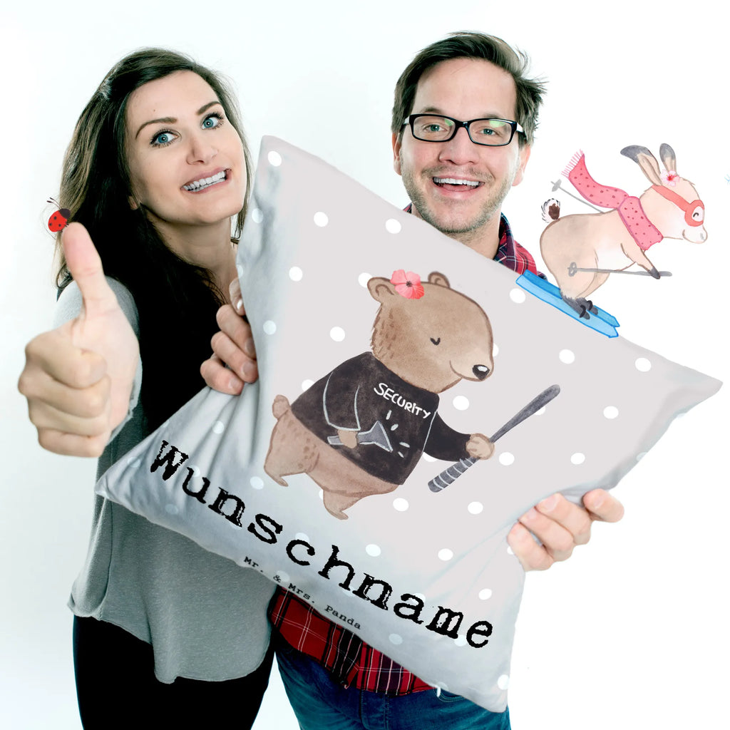 Personalisiertes Kissen Sicherheitsdienstmitarbeiterin mit Herz Kissen, Kopfkissen, Wunschname, Name, Bedrucken, Personalisiert, Geschenk, Schenken, Jubiläum, Danke, Dankeschön, Beruf, Ausbildung, Abschied, Rente, Kollege, Kollegin, Arbeitskollege, Mitarbeiter, Firma