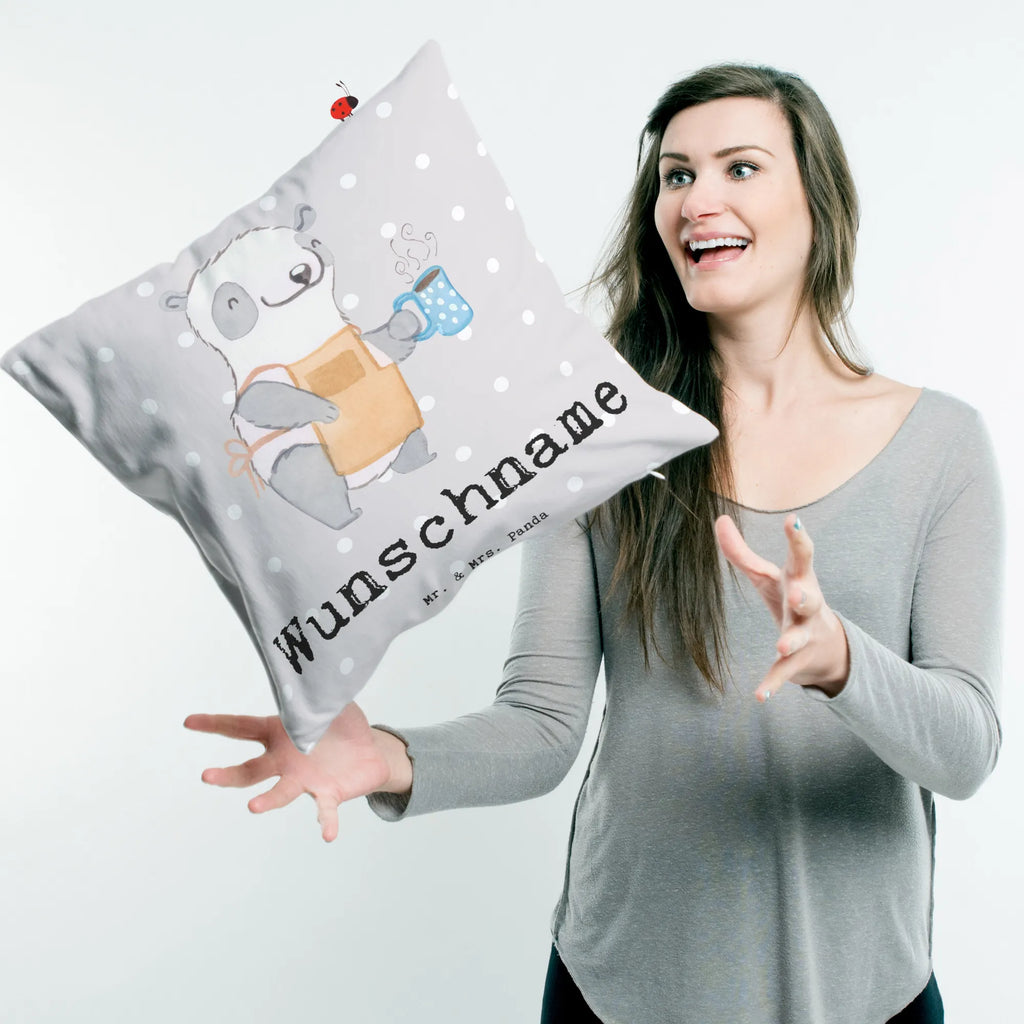 Personalisiertes Kissen Barista mit Herz Kopfkissen, Name, bedrucken, Wunschname, personalisiert, Kissen, Beruf, Ausbildung, Jubiläum, Abschied, Rente, Kollege, Kollegin, Geschenk, Schenken, Arbeitskollege, Mitarbeiter, Firma, Danke, Dankeschön, Kaffee, Eröffnung Cafe, Barista