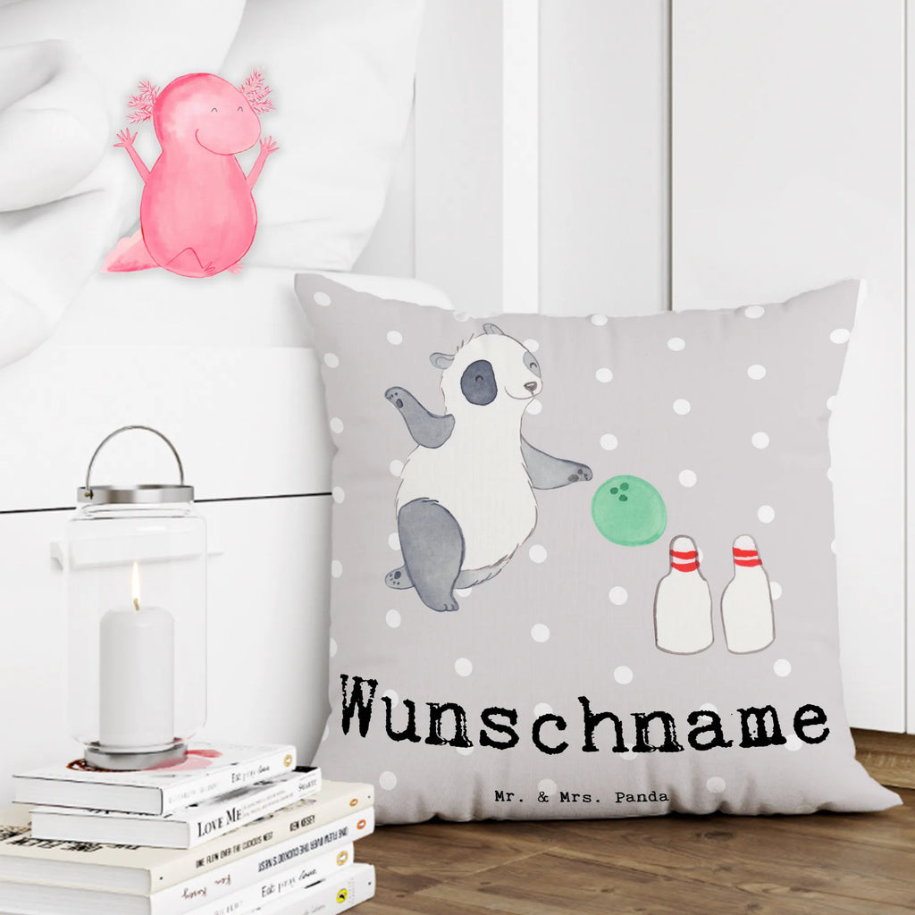 Personalised cushion panda bowling Gift, sport, hobby, giving, thank you, award, profit, athlete, bowling alley, go bowling, bowling center, bowling party, bowling trip, bowling