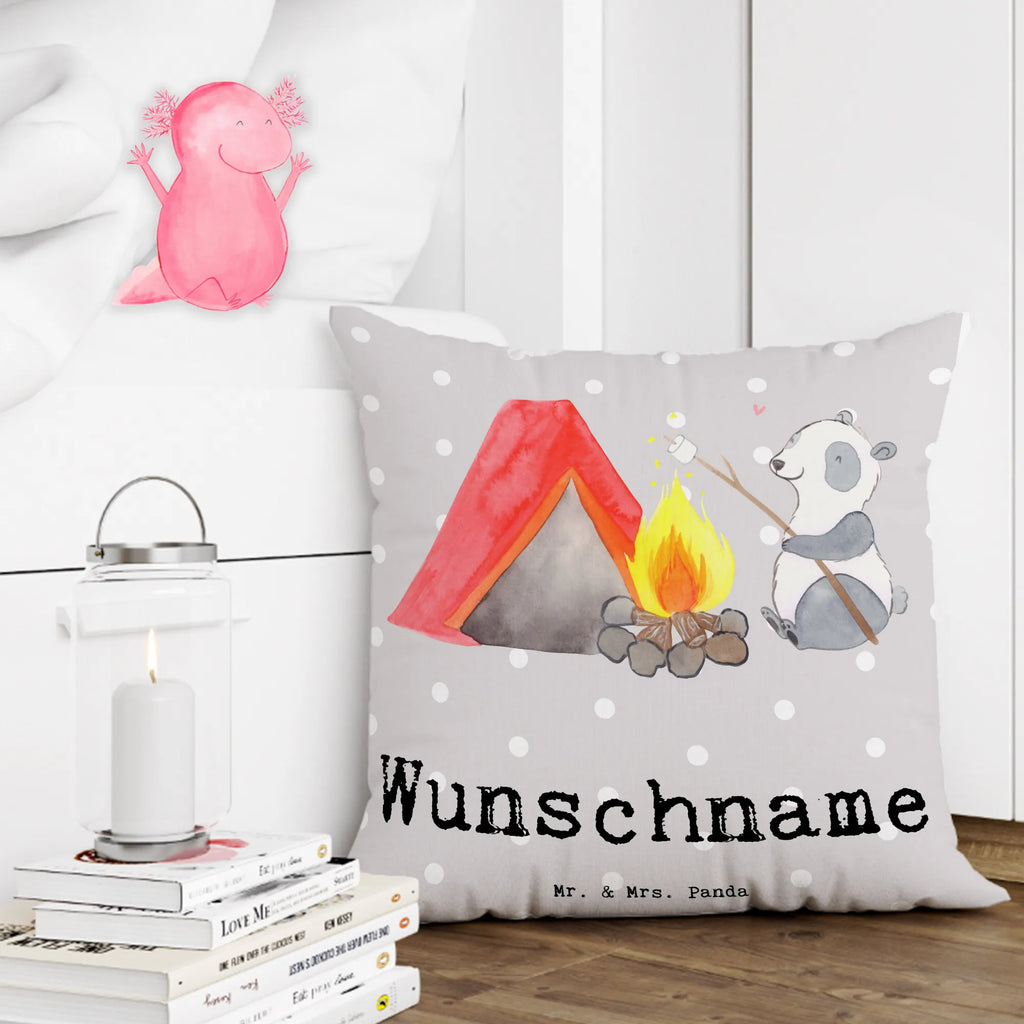 Personalised cushion panda Camp Gift, sport, hobby, giving, thank you, award, profit, athlete, campsite, Camping, camping, go camping