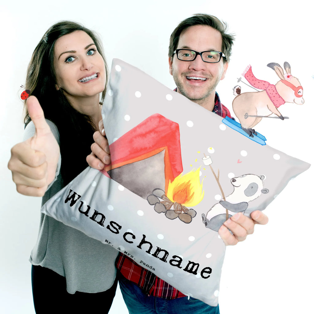 Personalised cushion panda Camp Gift, sport, hobby, giving, thank you, award, profit, athlete, campsite, Camping, camping, go camping