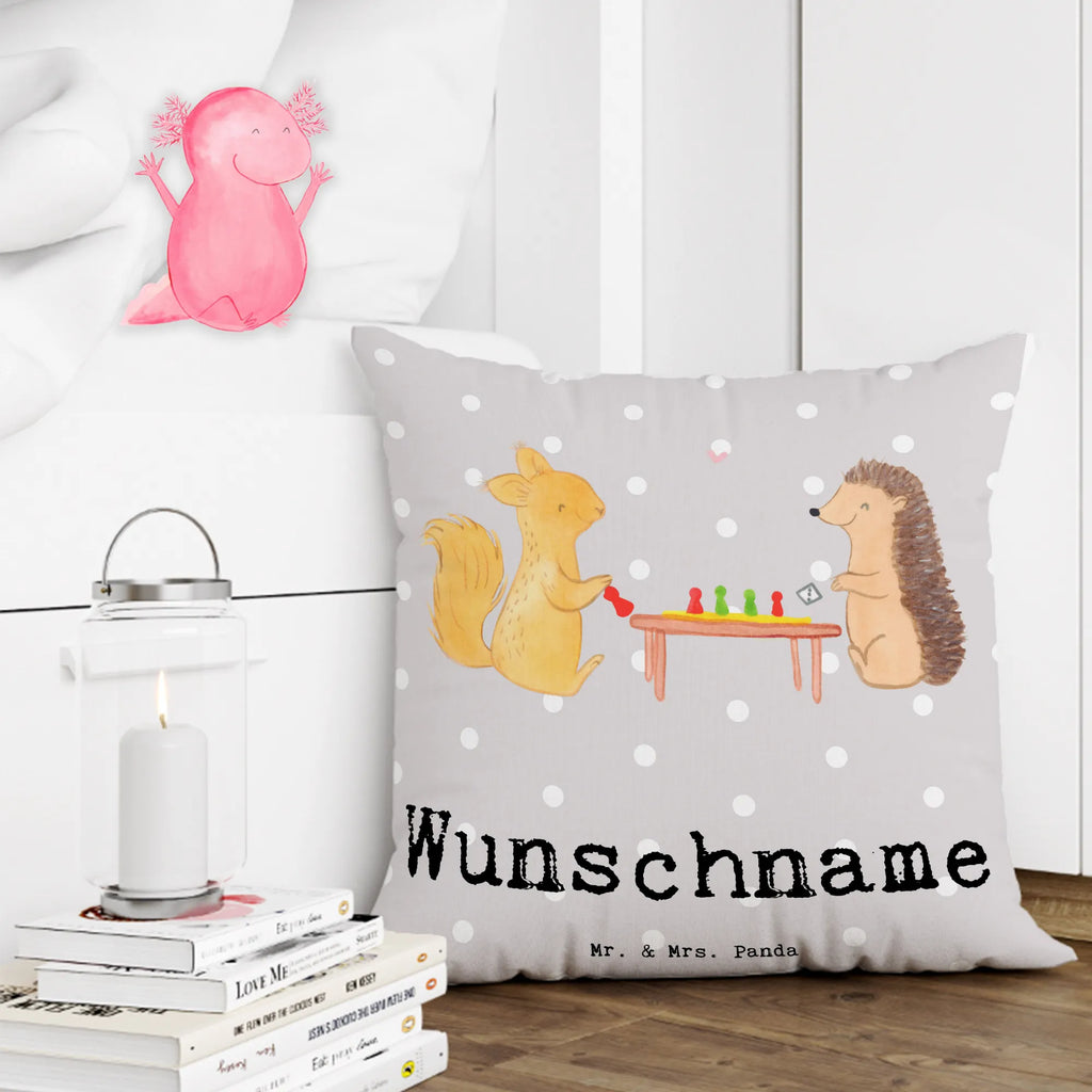 Personalised cushion Squirrel board games Gift, sport, hobby, giving, thank you, award, profit, athlete, games, Board games, game night