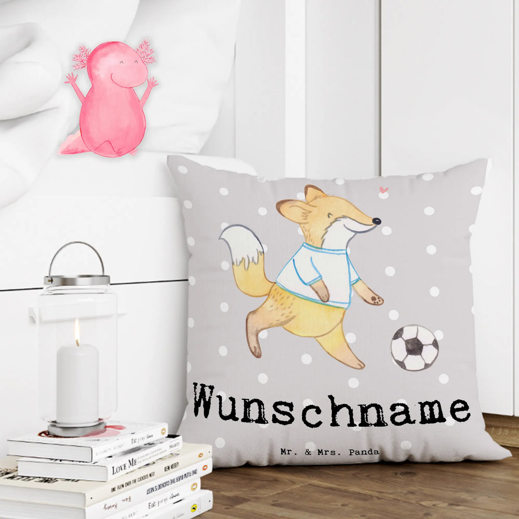 Personalised cushion Fox play soccer Gift, sport, hobby, giving, thank you, award, profit, athlete, Playing soccer, soccer tournament, football, soccer training, point games, soccer team, soccer club