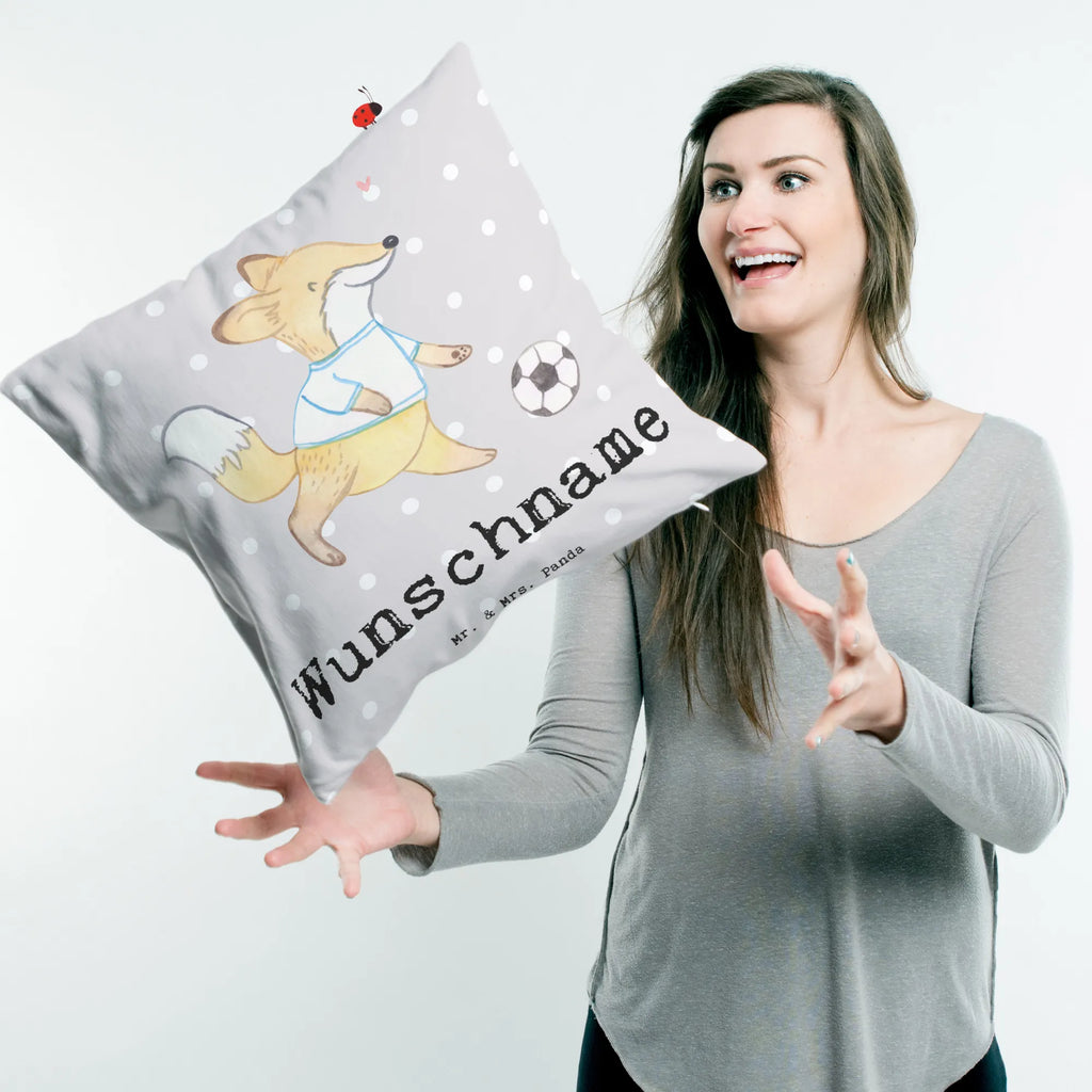 Personalised cushion Fox play soccer Gift, sport, hobby, giving, thank you, award, profit, athlete, Playing soccer, soccer tournament, football, soccer training, point games, soccer team, soccer club