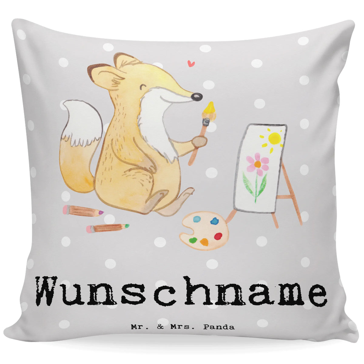 Personalised cushion Fox To paint Gift, sport, hobby, giving, thank you, award, profit, athlete, artist, Painting, hobby artist, drawing