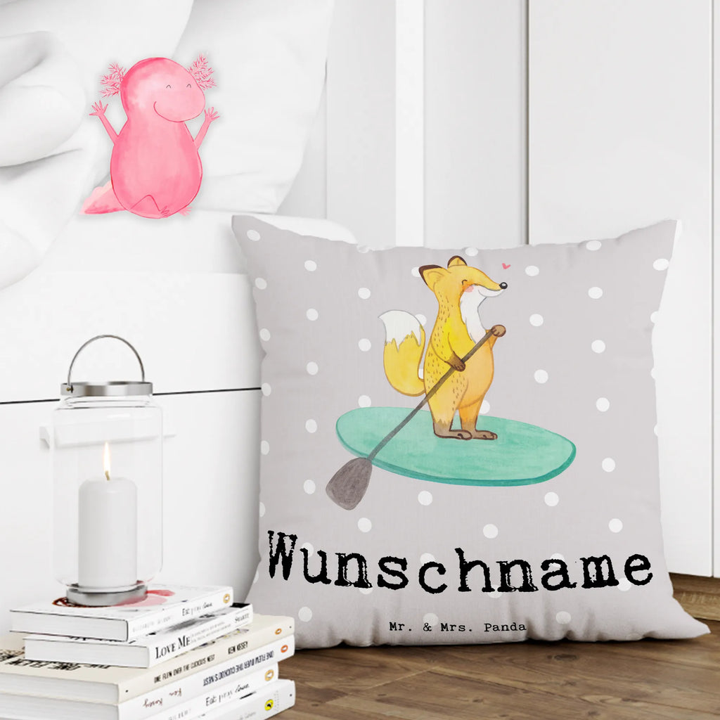 Personalised cushion Fox Stand up paddling Gift, sport, hobby, giving, thank you, award, profit, athlete, Stand Up Paddling, SUB, stand up paddle, Paddle Boarding, subben