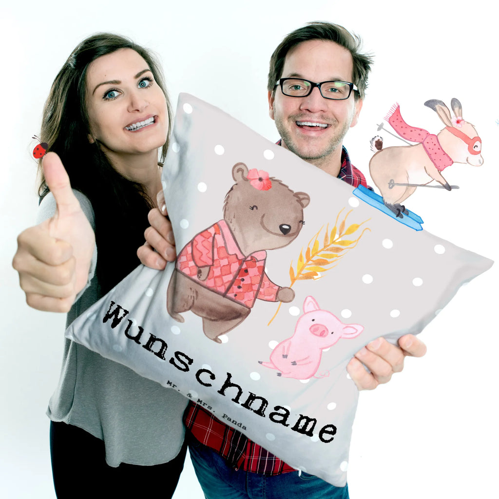 Personalisiertes Kissen Landwirtin mit Herz Wunschname, bedrucken, Kissen, Name, Kopfkissen, personalisiert, Beruf, Ausbildung, Jubiläum, Abschied, Rente, Kollege, Kollegin, Geschenk, Schenken, Arbeitskollege, Mitarbeiter, Firma, Danke, Dankeschön, Bauernhof, Farmerin, Tierwirtin, Landwirtin, Agronomin, Bäuerin