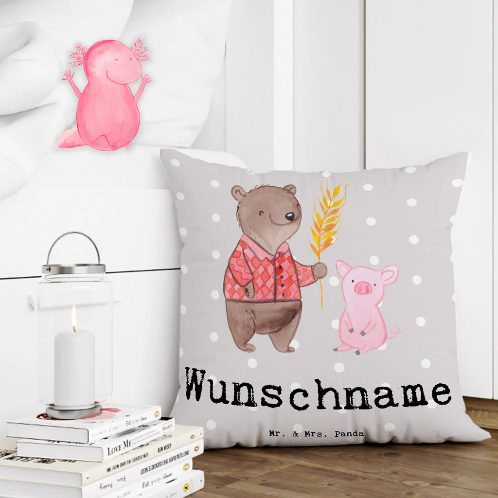 Personalisiertes Kissen Bauer mit Herz Wunschname, bedrucken, Kopfkissen, personalisiert, Name, Kissen, Beruf, Ausbildung, Jubiläum, Abschied, Rente, Kollege, Kollegin, Geschenk, Schenken, Arbeitskollege, Mitarbeiter, Firma, Danke, Dankeschön, Farmer, Bauernhof, Tierwirt, Agronom, Landwirt; Bauer