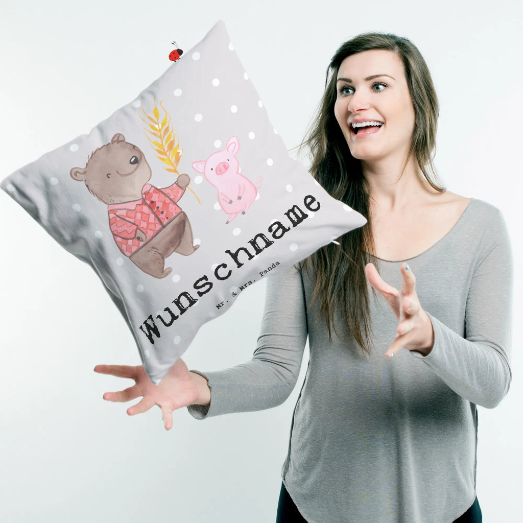 Personalisiertes Kissen Bauer mit Herz Wunschname, bedrucken, Kopfkissen, personalisiert, Name, Kissen, Beruf, Ausbildung, Jubiläum, Abschied, Rente, Kollege, Kollegin, Geschenk, Schenken, Arbeitskollege, Mitarbeiter, Firma, Danke, Dankeschön, Farmer, Bauernhof, Tierwirt, Agronom, Landwirt; Bauer