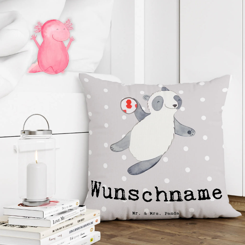 Personalised cushion panda playing handball Gift, sport, hobby, giving, thank you, award, profit, athlete, Play handball, handball club, handball tournament, handball association
