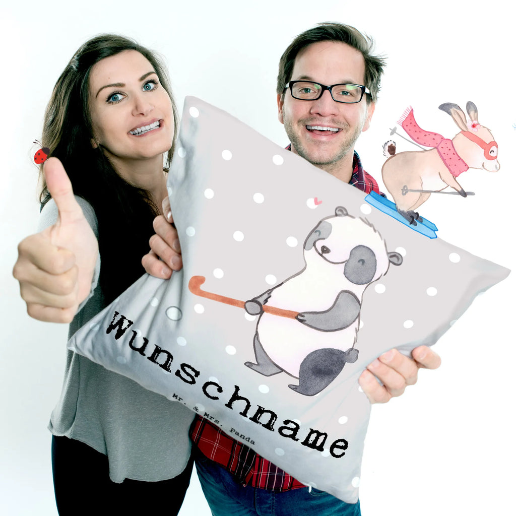 Personalizowana poduszka Panda grać w hokej Prezent, Sport, Dyscyplina sportowa, Hobby, Darować, Dziękuję, Dzięki, Wyróżnienie, Wygrana, Sportowiec