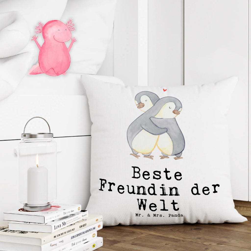 Cushion penguin Best girlfriend in the world couch, sofa, pillows, bed, bedroom, settee, Pillow, pad, fluffy, cushion, soft, pillow case, 40 x 40, 40x40, for, thank you, gift, giving, birthday, birthday present, gift idea, souvenir, make you happy, gift tip, girlfriends, friendship. Dearest, best, Girlfriend, anniversary, wife, bff, best friend, saying, bae