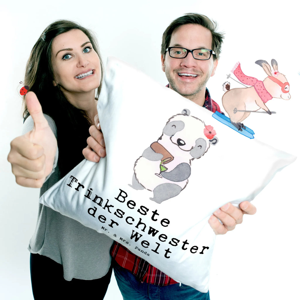 Cushion panda Best drinking sister in the world bed, sofa, soft, pad, pillows, 40x40, Pillow, cushion, fluffy, bedroom, settee, 40 x 40, couch, pillow case, for, thank you, gift, giving, birthday, birthday present, gift idea, souvenir, make you happy, gift tip, friend, sister, drinking, bae, Drinking sister, trifle, alcohol, sister from another mister, party, weekend, drinking sister