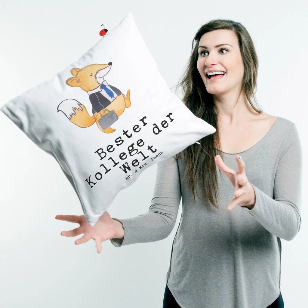 Cushion Fox Best colleague in the world pad, soft, bedroom, cushion, couch, bed, fluffy, 40 x 40, Pillow, settee, 40x40, pillows, pillow case, sofa, for, thank you, gift, giving, birthday, birthday present, gift idea, souvenir, make you happy, gift tip, office, retirement, fellow worker, employee, work, farewell gift, colleague, Work colleague, profession