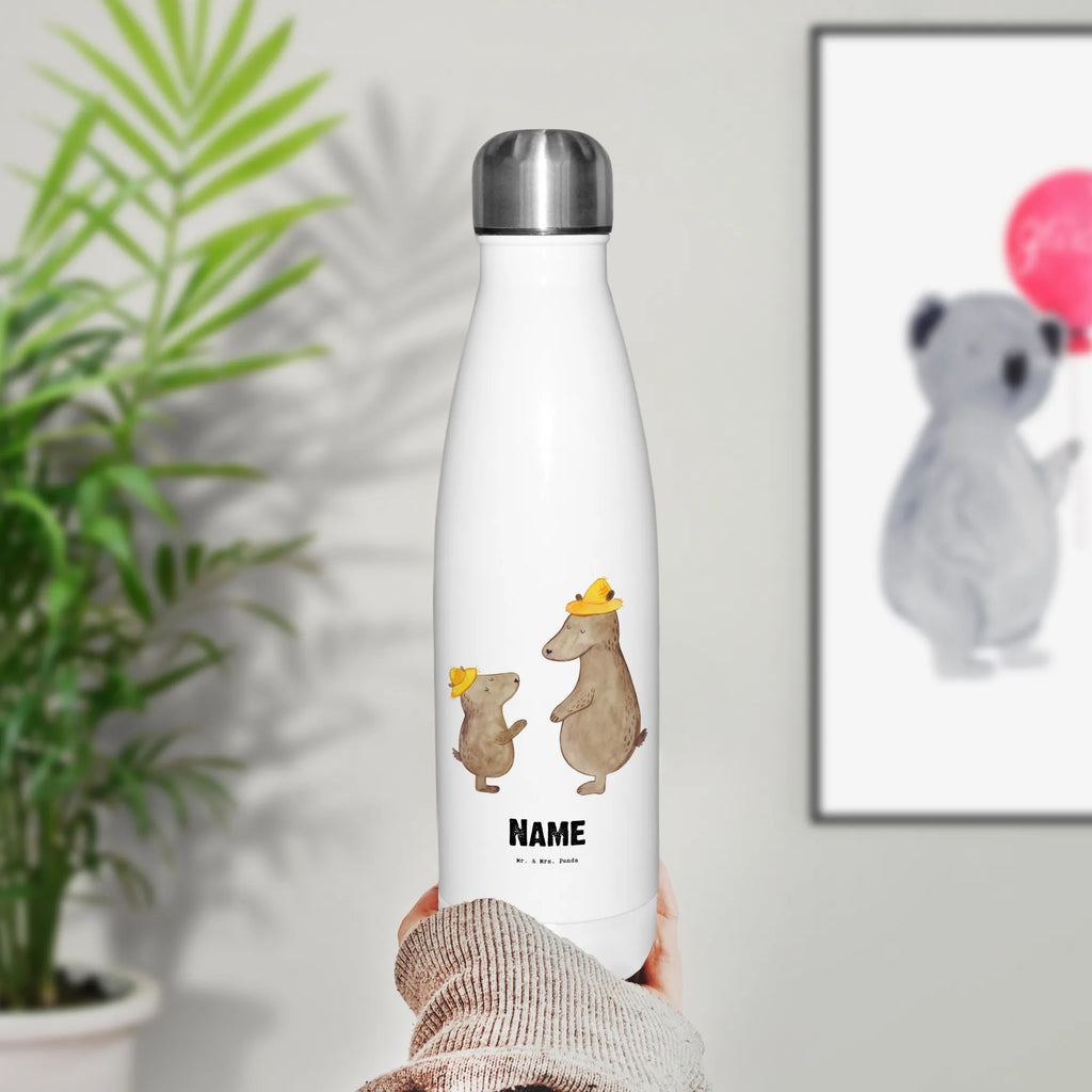 Personalised insulated bottle bear World&#39;s Best Dad for, thank you, gift, giving, birthday, birthday present, gift idea, souvenir, make you happy, gift tip, Father, gift father, dad, papi, parents, best, papa, little thing, man, daddy, family