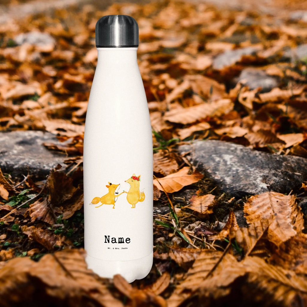 Personalised insulated bottle Fox Best Fiancé in the World for, thank you, gift, giving, birthday, birthday present, gift idea, souvenir, make you happy, gift tip, To-be, Husband, Dream Man, Fiance, Marriage, Boyfriend, Wedding, Betrothal
