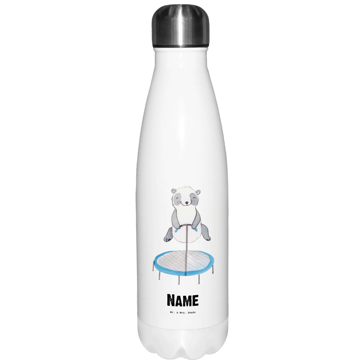 Personalised insulated bottle panda trampoline jumping Gift, sport, hobby, giving, thank you, award, profit, athlete, trampoline jumping, gym, trampoline gymnastics