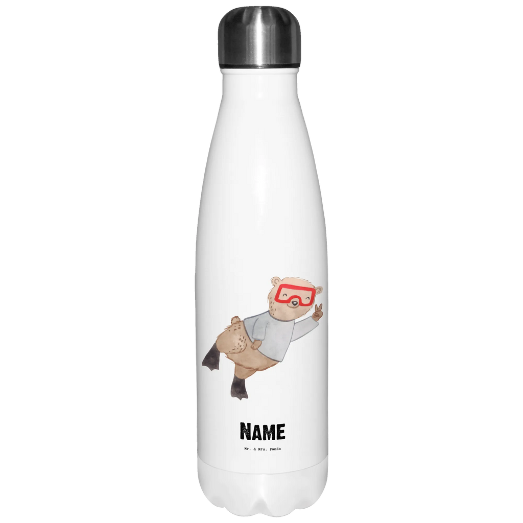 Personalised insulated bottle bear Dive Gift, sport, hobby, giving, thank you, award, profit, athlete, diving, snorkeling, dive, Diving, diving school