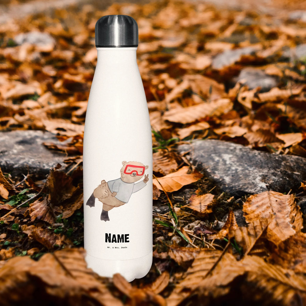 Personalised insulated bottle bear Dive Gift, sport, hobby, giving, thank you, award, profit, athlete, diving, snorkeling, dive, Diving, diving school