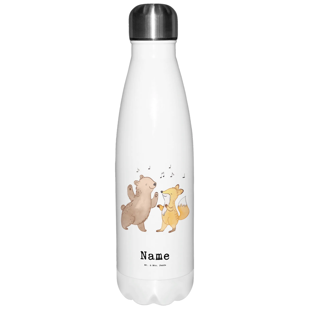 Personalised insulated bottle Bear &amp; Fox disco Gift, sport, hobby, giving, thank you, award, profit, athlete, clubs, nightclub, partying, dance mood, clubbing, Disco, dancing