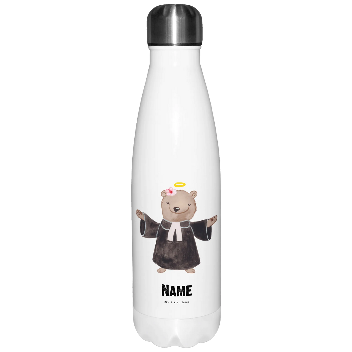 Personalised insulated bottle Female Pastor heart gift, gift idea, best, farewell gift, passing exam, anniversary, retirement, promotion, job start, sayings, funny, profession