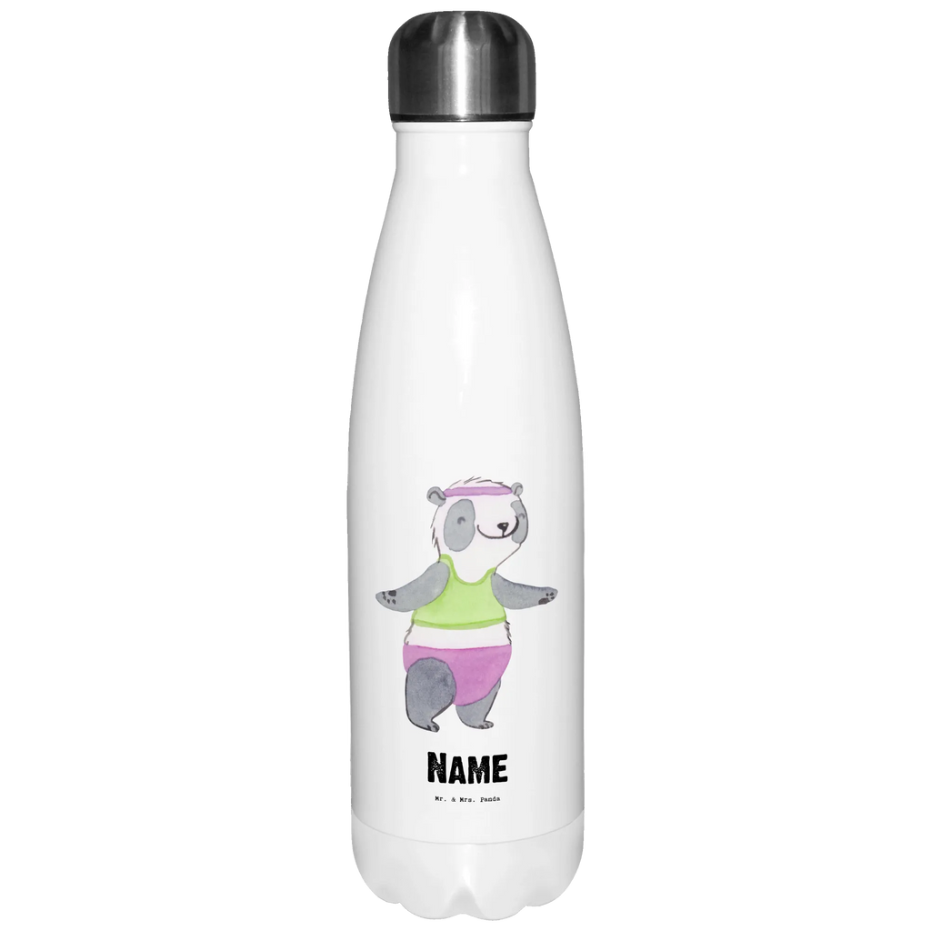 Personalised insulated bottle panda aerobics Gift, sport, hobby, giving, thank you, award, profit, athlete, gym, Aerobics, aerobics fitness